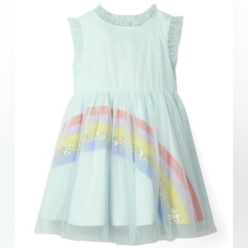 Mini Boden light blue rainbow tulle dress